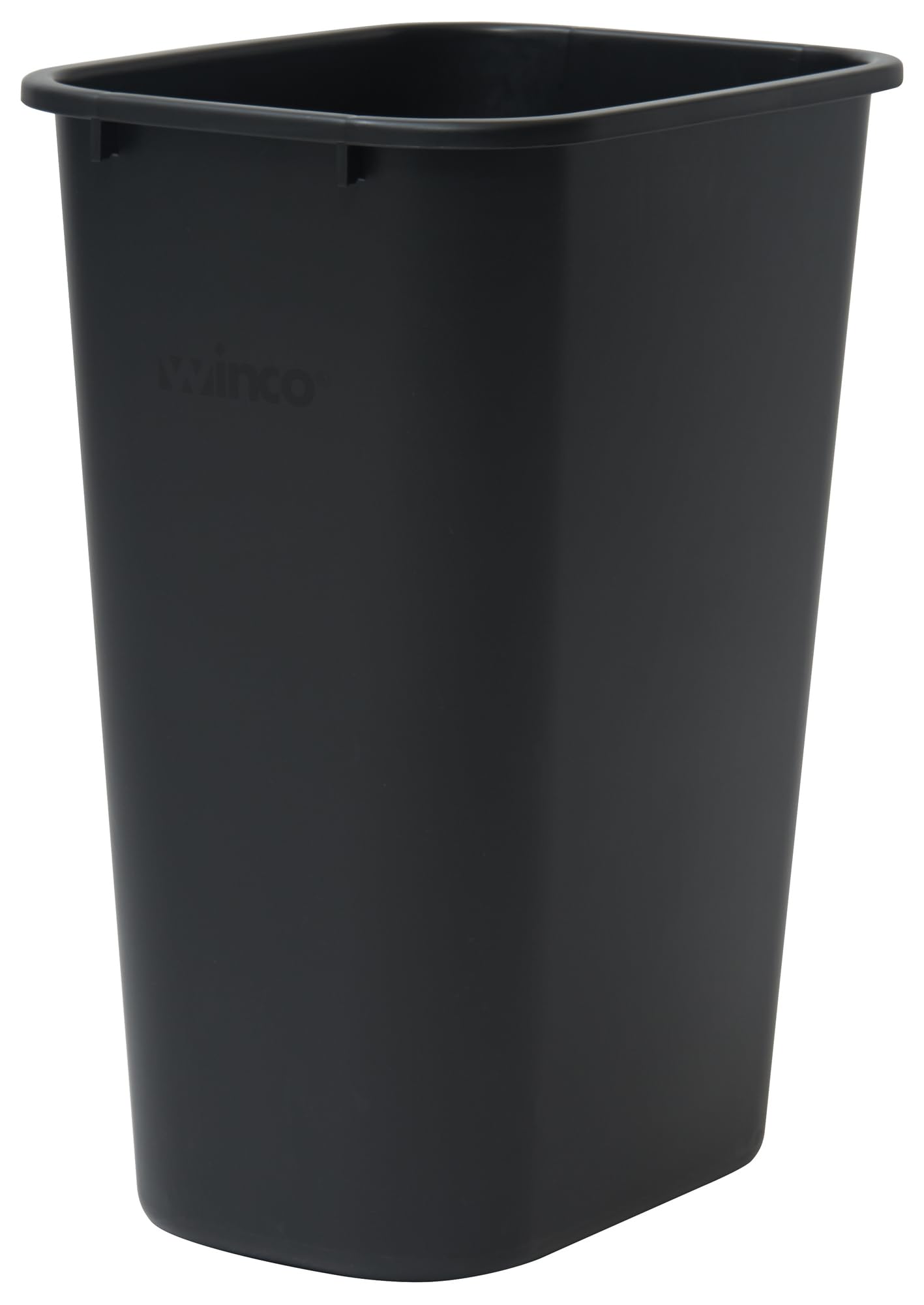 Heavy-duty 10-gallon black waste basket with reinforced edges