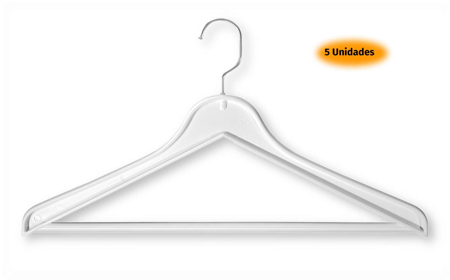 Cano 5 Perchas Plástico, Blanco, 43 Cm