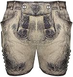 Diese Trachten Ledershorts wird Sie ganz sicher begeistern! Die Damen Lederhose ist aus weichem Ziegenleder und besitzt eine super Passform. Die Bundweite ist hinten mit Schnüren regulierbar, die tolle Damenlederhose wird mit zwei Knöpfen in Hirschhornoptik geschlossen und kleine silberne Knöpfe zieren die schmalen Hosenbeine.