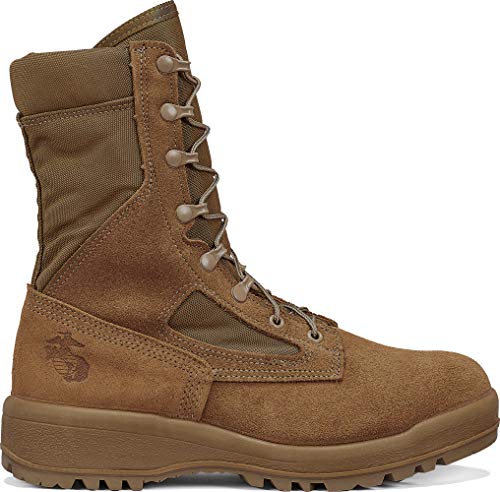 Belleville 8" US Marine Corps Hot-Weather Tactical Boots for Men (EGA) - Military Boots with Vanguard Sole & Sierra Traction Outsole - Berry Compliant - Coyote Brown Leather2