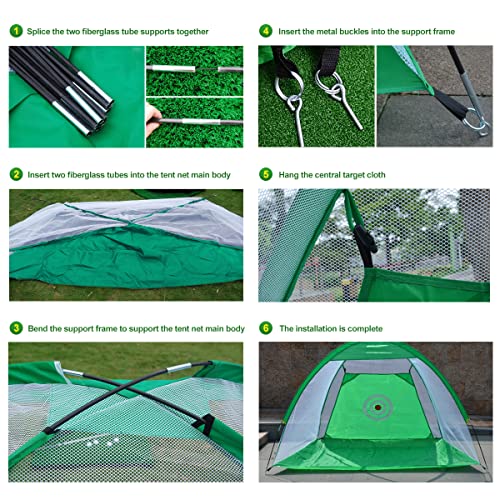 Ezsport Golf Practice Net, Driving Range With Target Training Hitting For Outdoor, Indoor, Backyard Quick Set Up (118In Green) #TOP2
