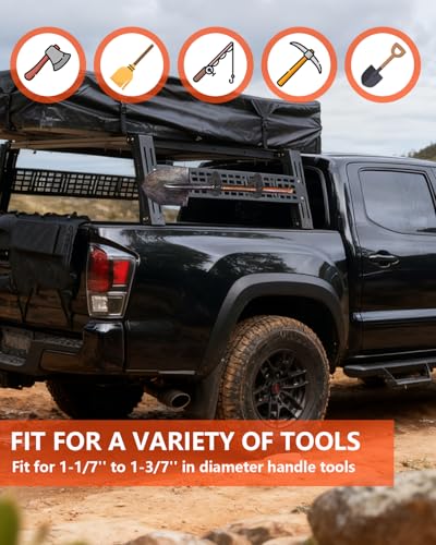 Image of Shovel Holder for Roof Rack & Truck Bed & Molle Panel | Quick Release, Rubber, for 1-1 /7'' to 1-3 /7'' Tools, Fit Off-road Trucks UTV ATV, Include Screws