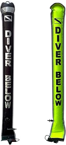 Kinno Scuba 4 pies5 pies de encuadernación reflectante completa y palabras, boya marcador de superficie SMB, tubo de señal de buceo inflable de alta