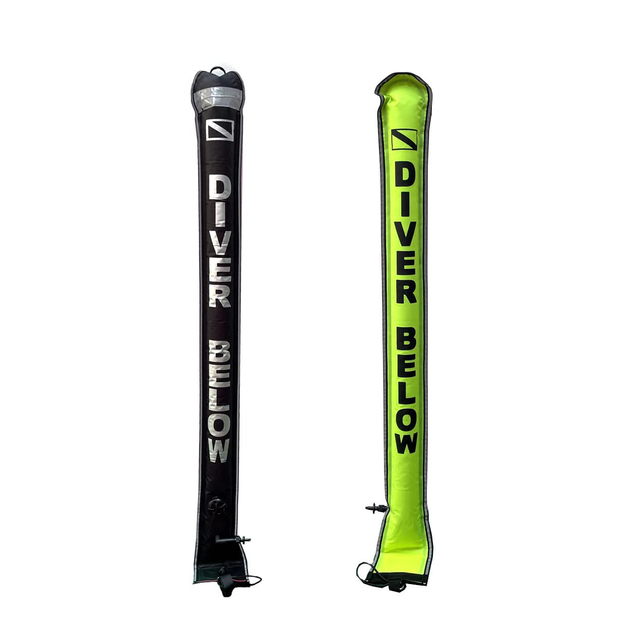 Kinno Scuba 4FT/5FT Full Reflective Binding and Words, Dive SMB Surface Marker Buoy, Ultra-high Visibility Inflatable Scuba Signal Tube, Safety Sausage Surface Signal Marker Buoy