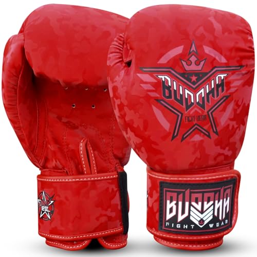 BUDDHA FIGHT WEAR - Guantes de Boxeo Thailand - Muay Thai - Kick Boxing - Piel Sintética Tejido...