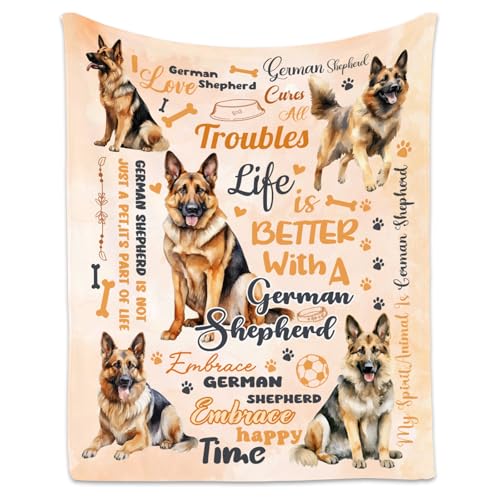 German Shepherd Blanket, German Shepherd Lovers Gift, Cute Soft Throw Gifts for Girls Boys Women, Cozy Flannel Throw Blankets for Couch Office, 40"x50"