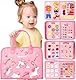 1 Set Filz-Lernbrett Rosa - Spielzeug ab 2 Jahre Mädchen, Mädchen 2 Jahre Geschenk, Busy Board ab 1 Jahr, Montessori-Tafel, motorische Entwicklung & Feinmotorik, Reisespielzeug