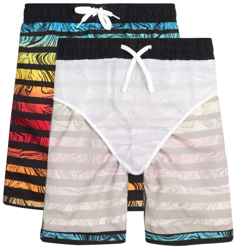 Big Chill Boys' Rash Guard Set - 2 Piece Upf 50+ Swim Trunks And Short Sleeve Swim Shirt (4-14), Size 10/12, Tie Dye White Shark #TOP2
