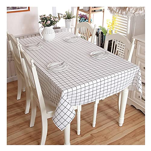 Mantel rectangular pequeño de 140 x 160 cm, de algodón, impermeable, color blanco y negro, perfecto para decoración y protección, grandes ofertas en artículos esenciales de comedor