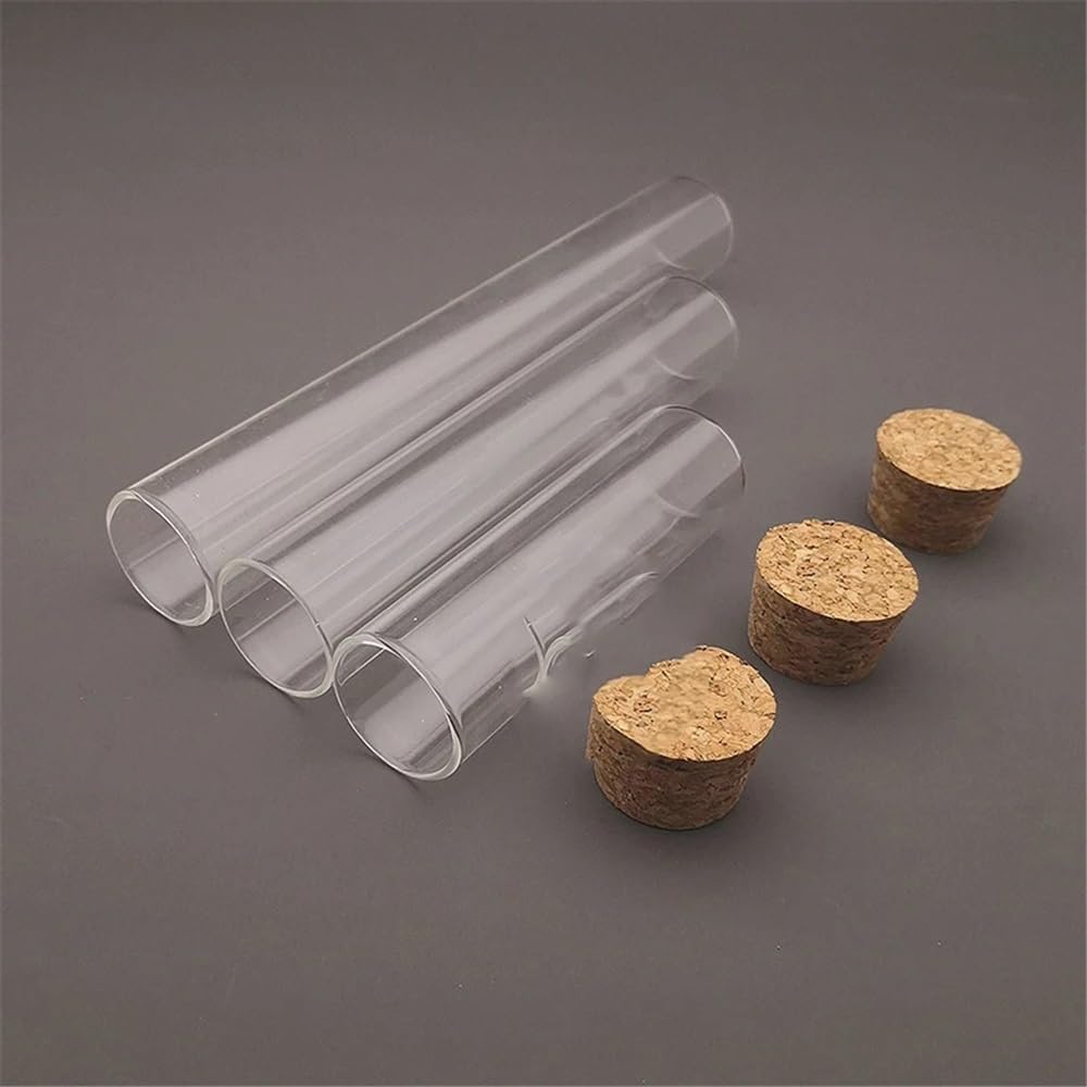 Laborausstattung und -bedarf 5-10-20 Stück 30x100mm / 30x150mm 30x200mm Klares Labor Flaches Verdickungsglas Reagenzgläser mit Korken