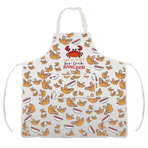 MNIGIU Funny Crab Gift Dank Meme Foodie Gift I'm A Slut for Crab Rangoon Apron Crab Lover Gift for Her (for Crab Apron)