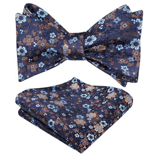 Image of Alizeal Mens 2pcs Floral Self-tied Bow Tie Pocket Square Set | Premium Classic Pocket Square Perfect for Wedding Proms Business