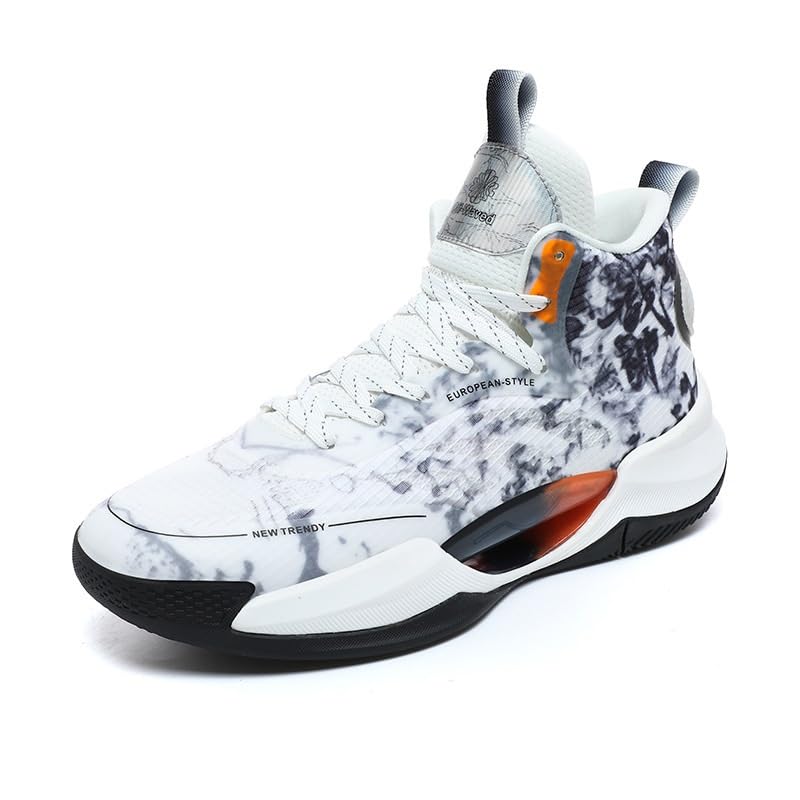 Genérico Zapatos de Baloncesto caña Alta for Hombre, Botas Antideslizantes, Resistentes al Desgaste, Acolchadas, con Agarre Rebote, Entrenamientos Deportivos Zapatos para Caminar(White,39 EU)
