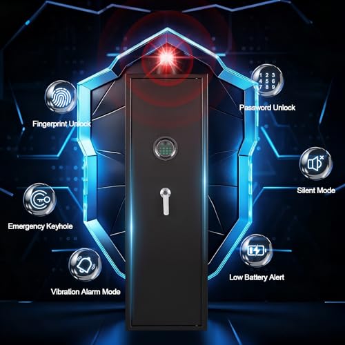 Image of Marcree 5-8 Biometric Gun Safe, Fingerprint Gun Safe for Rifles and Pistols, Long Gun Cabinets for Rifles and Shotguns with Dual Alarm System, Quick Access Rifle Safes, No Assembly