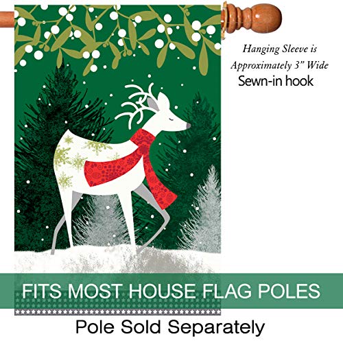 Morigins Welcome Winter House Flag Decorative Deer With Red Scarf Outdoor Yard Flag 28X40 Inch #TOP1