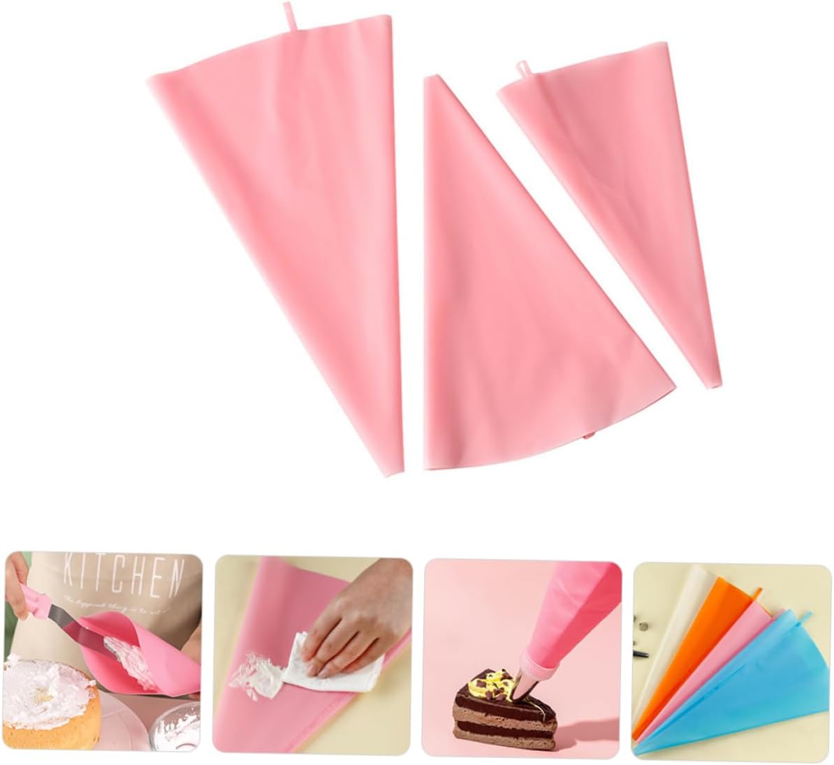 3pcs Silicone Cake Decorating Piping Bags for Cupcake