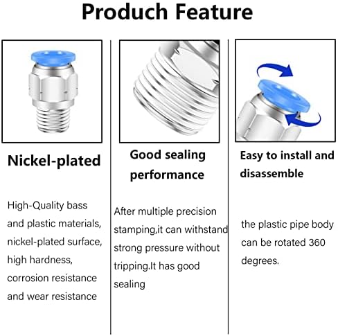 CEKER 6mm Od 1/4" NPT Fitting Push to Connect Tube Fitting Pneumatic Straight Male Connectors Fitting Push in Quick Air Fitting 2Packs - 5