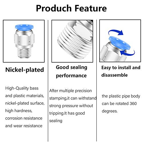 6Mm Push To Connect 1/8 Inch Npt Air Fittings Push In Connectors Air Line Quick Connect Fittings,Ceker 6Mm Od Tube Fittings Pneumatic Fittings Air Hose Fittings 3D Printer Accessories 10Packs #TOP4