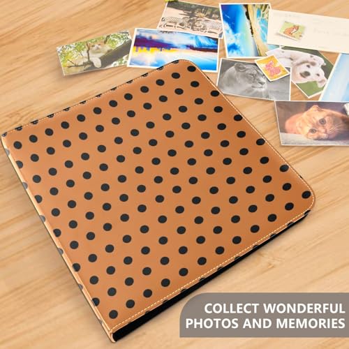 Álbum de Fotos Scrapbook Autoadhesivo DIY, diseño de lunares naranja y negro, encuadernador de 3 anillos, 40 páginas, tamaño 8x10 pulgadas para recuerdos miniatura 5