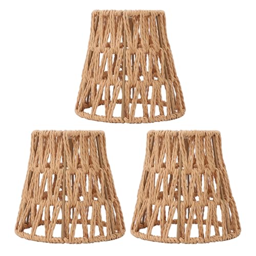 Greensen 3er Set Böhmische Rattan Lampenschirme, Handgewebtes Ersatzlampenschirm für Bodenlampen, Pendelleuchten, Insellichter
