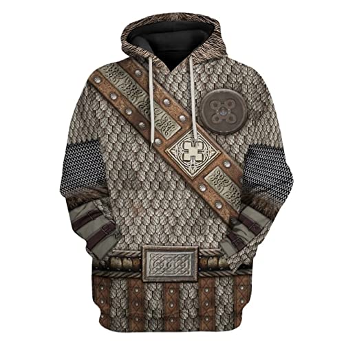 Image of Uyecos Historical Hoodie Revolutionary War Uniform Top | Historical Figure Print, Military Uniform Print, for Historical Reenactment, Halloween Cosplay