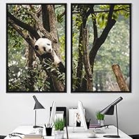 2 Piece Framed Canvas Wall Art Panda Resting Canvas Prints Home Artwork Decoration for Living Room,Bedroom - 16