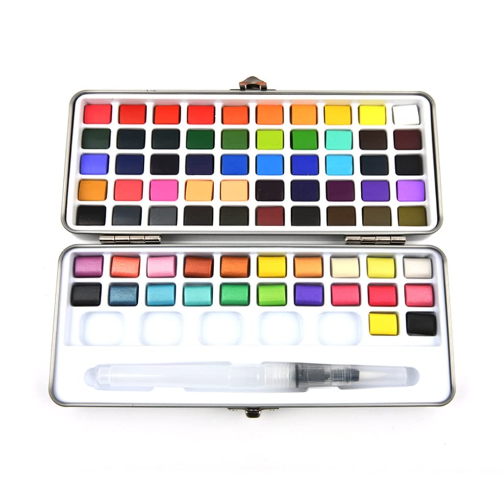 Zestaw farb akwarelowych w metalowym pudełku, przenośny, pigment do papieru do rZestaw farb akwarelowych w metalowym pudełku, przenośny, pigment do papieru do rysowania dla początkujących