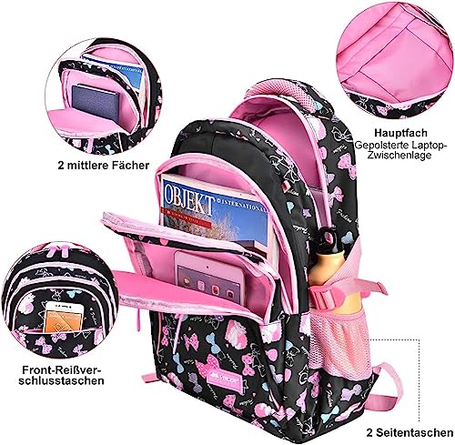 TianMaiGeLun Travel Backpack for Women Water-resistant Floral Laptop Backpack Travel Daypack,Black4