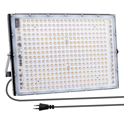 BOSITE Foco LED Exterior 300W, 30000LM Foco Proyector Led, 3000K Luz Cálida, Proyector led Exterior, IP65 Impermeable, Luz led exterior para Patio Jardín Garaje Estadio
