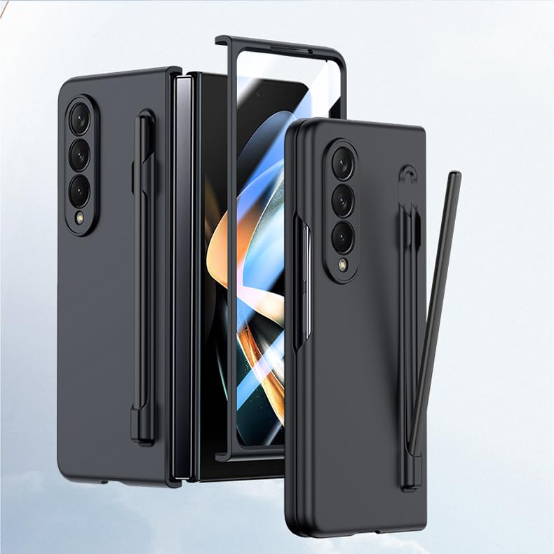 Coque Samsung Galaxy Z Fold 4 noire intégrale avec stylo S Pen et son support dédié