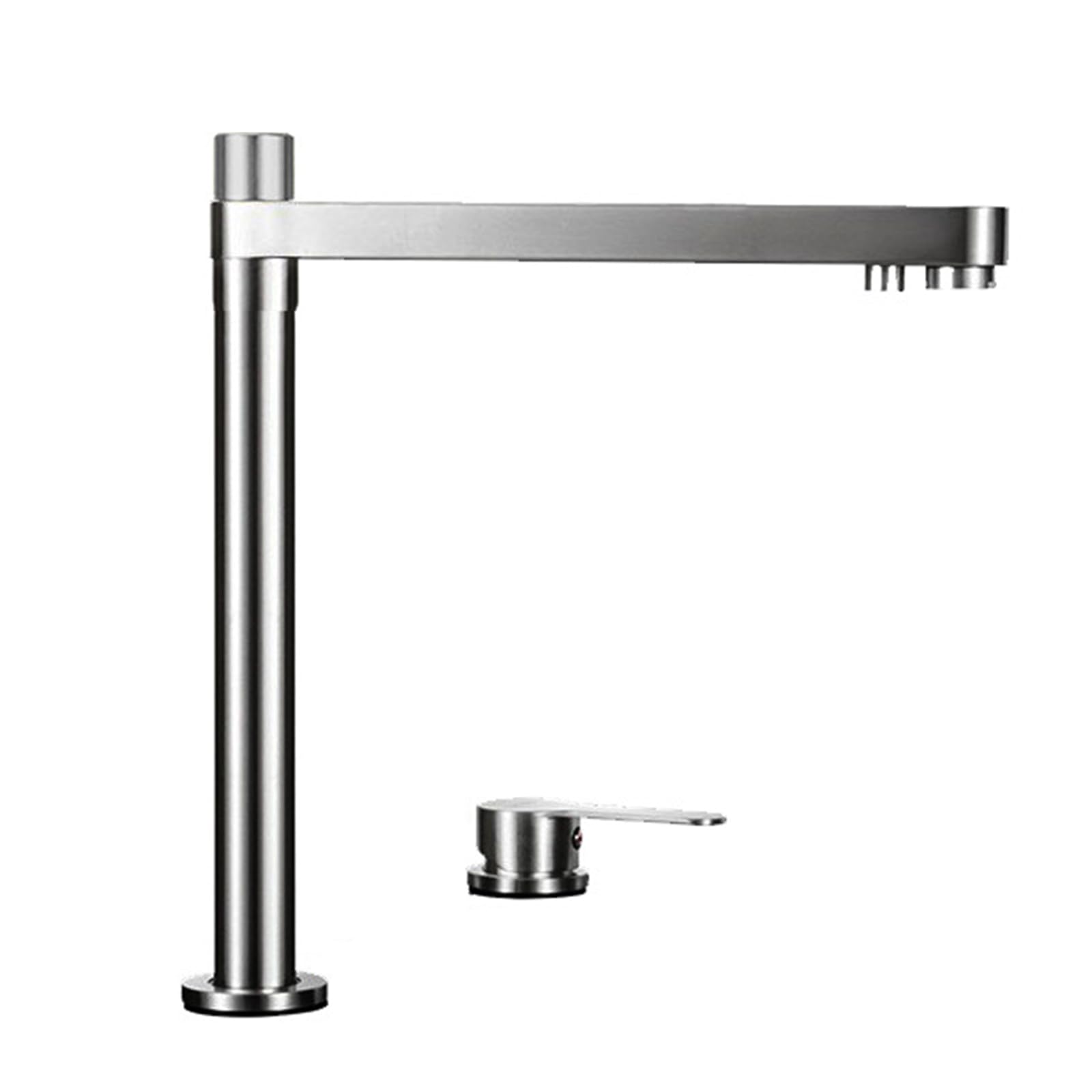 Grifo de cocina de acero inoxidable premium con 3 vías y doble orificio blanco
