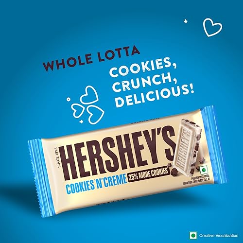 Image of HERSHEY'S Cookies 'N' Creme Bar Chocolate | Delicious Crunchy Delights 40 grams - Pack Of 8