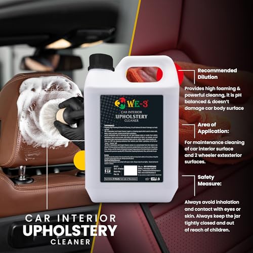 Image of WE-3 Car Interior Upholstery Cleaner - Restore Shine, Multi-Surface Stain Remover for Fabric, Vinyl, fiber, Rubber, Dashboard, Carpet, Roof, and Leather Surfaces (5LTR)
