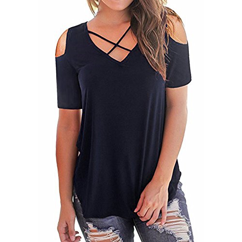 Darringls_camisetas para Mujer,Ropa de Mujer Hombro sin Tirantes Moda Camiseta Tops de Rayas de Manga Corta para Mujer Blusa