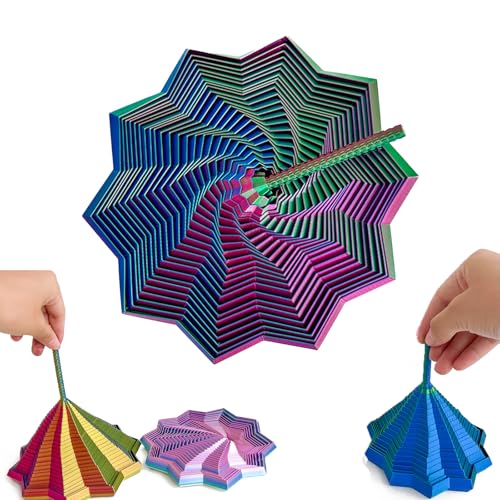 clhjinruoliu Estrella Sensorial Antiestrés con Asa, Estrella Sensorial, Alivia el Estrés, Espiral Sensorial Rotativa Hexagonal en 3D con Asa, Buen Regalo para Navidad,Colorful Two,L