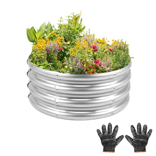 Gardeal Outdoor Metal Galvanized Raised Planter Box,Rectangular Large Garden Bed Kit for Vegetables, Fruits, Flowers and Herbs (2X2X1) FT