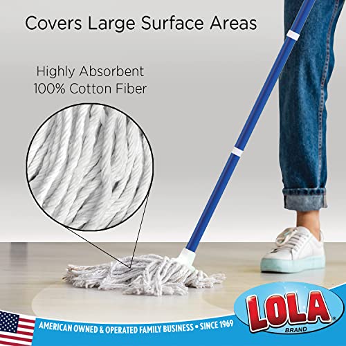 Lola Products Cotton Deck Mop | Long Lasting 4-Ply Cotton Yarn Absorbs Up To 3X Its Weight In Water | Heavy Duty, Durable, And Super Absorbent Cotton Yarn Mop Head | Large Cotton Head #TOP1