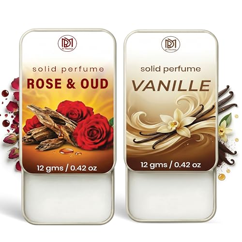 Image of Dr.Mashur Solid Perfume |Rose & Oud&Vanille Alcohol Free Wax Perfume Balm, Long Lasting | Pocket Tin 12g, Pack Of 2| Non Greasy Smooth Glide, Travel Friendly Men And Women