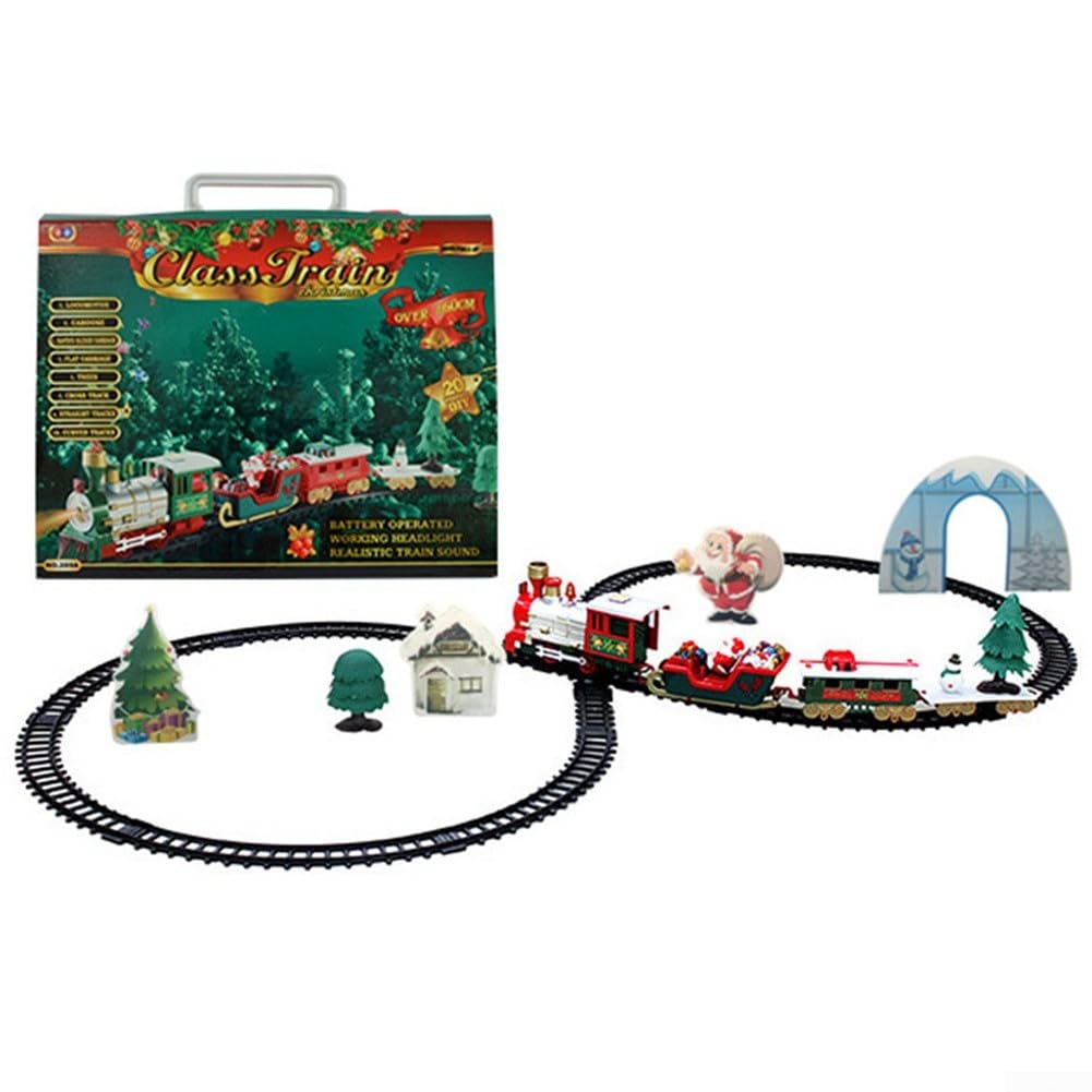 Interactive Holiday Train Set with Light and Sound Functions, Plastic Build for Child Safety, 260cm Track for Christmas Decoration and Family Gatherings