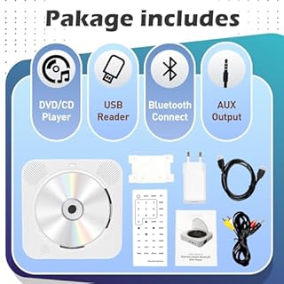 Adirigo Lettore DVD per TV e Lettore CD con Bluetooth Lettore DVD con cavo HDMI e AV Memoria del punto di interruzione DVD Player Lettore CD Portatile Altoparlante HiFi Integrato Radio FM