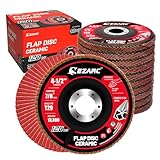 EZARC Fächerscheibe mit 120 Körnung, 115 mm Schleifscheibe, Typ 29 Keramik-Schleifrad für Edelstahl, nichteisenhaltige Metalle, Gusseisen und Bleche, 10 pack