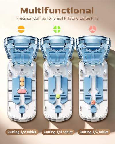 Image of 3-in-1 Pill Cutter Splitter for Small and Large Pills Cut 1 /2, 1 /3, and 1 /4 | 2026 Upgraded Professional Pill Cutter for Small Pills- Precision Cutting Multiple Pills for Seniors & Pets (Green)