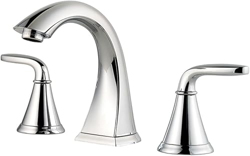 Pfister Pasadena - Grifo para lavabo de baño, 8 pulgadas de ancho, 2 asas, 3 agujeros, acabado cromado pulido, LF049PDCC