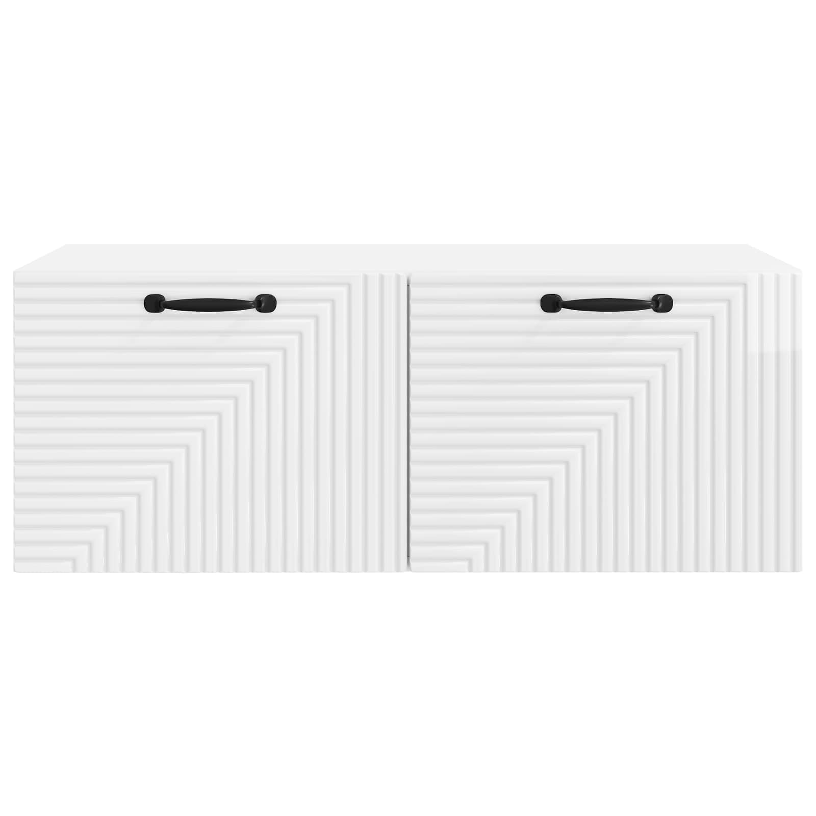 Mobile TV da parete, bianco lucido, 78,5 x 41 x 30 cm, con vano portaoggetti, ante girevoli, in legno, salvaspazio, sospeso, per soggiorno, angolo gaming, moderna credenza