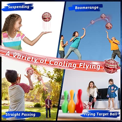 semai Flying Ball Toys, Hover Ball Controller Fly Orb for Kids Adult, Mini Drone Flying Spinner Ball With 360° Rotating RGB Lights Outdoor Indoor UFO Toys Christmas Party Gifts for Boys Girls - Red