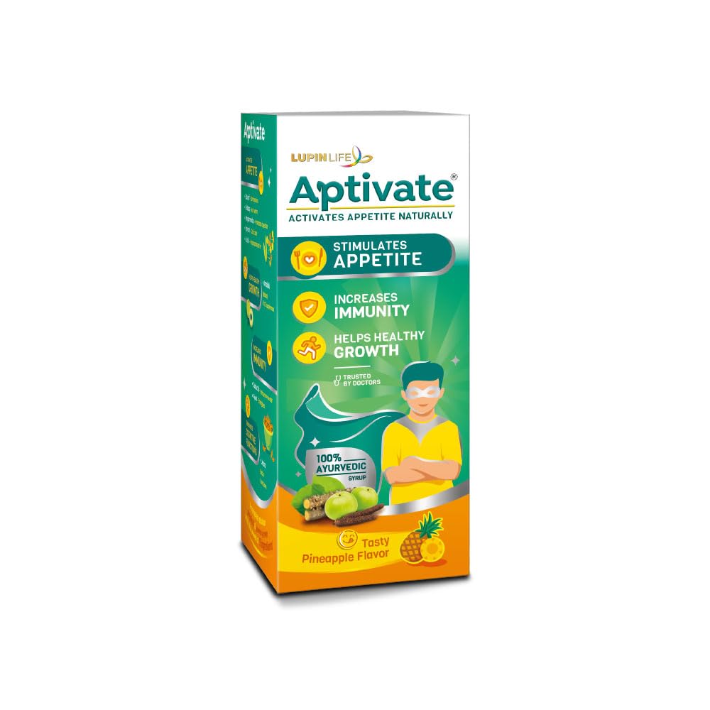 Syrup 100% Ayurvedic Appetite stimulant for children | Aptivate Syrup helps Boost Immunity Naturally - (Pineapple flavour, 450ml)