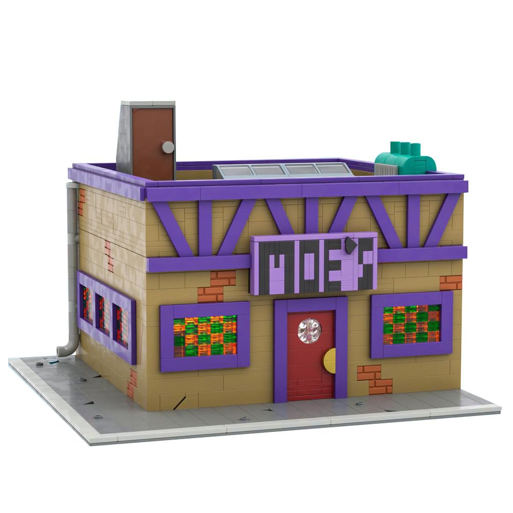 Moe Tavern Architecture Building Blocks, Classic Cartoon Simnpsonss Tavern Architecture Model Building Toy, Collectible Toy Birthday Present for Kids Adults, 1739PCS