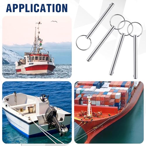 LEONTOOL 4 Stück Schnellspannstifte, 1/4 Zoll Durchmesser, Bimini-Stifte oben, Gesamtlänge 2-3 / 4 Zoll, rostfreier Verriegelungsstift für Ausbau und Schiffbau, 4 Stück