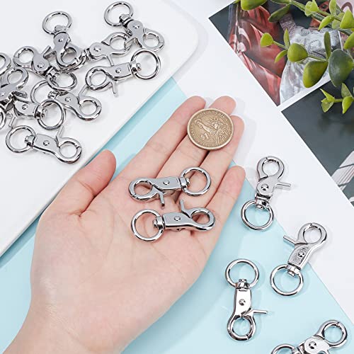 Image of GORGECRAFT 20Pcs Trigger Snap Hooks 360 Degree Swivel Lobster Clasps Clips Silver Heavy Duty Alloy Snaps Hook for Pet Cages Chains Keychain Lanyard Carabiner DIY Jewellery Making Crafts Findings
