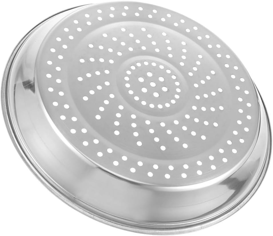 KALLORY Stainless Steel Steamer Basket Insert 12.20 inch Pot Steamer Tray with Fine Holes Steaming Rack for Vegetables Fish Eggs Dumplings Seafood Kitchen Use